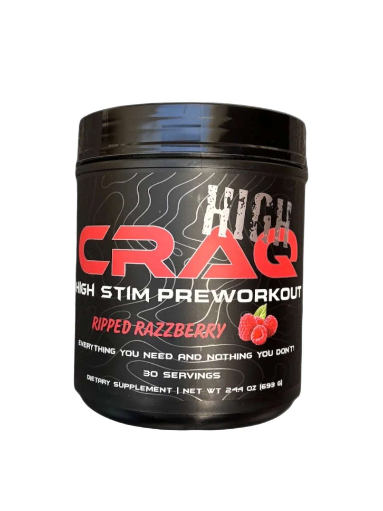 BLOWOUT SALE!!!! CRAQ HIGH Pre-Workout Supplement Tub - Ripped Razzberry