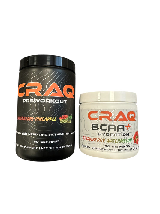 CRAQ Original Pre-Workout Supplement & CRAQ BCAA+ Hydration Supplement STACK