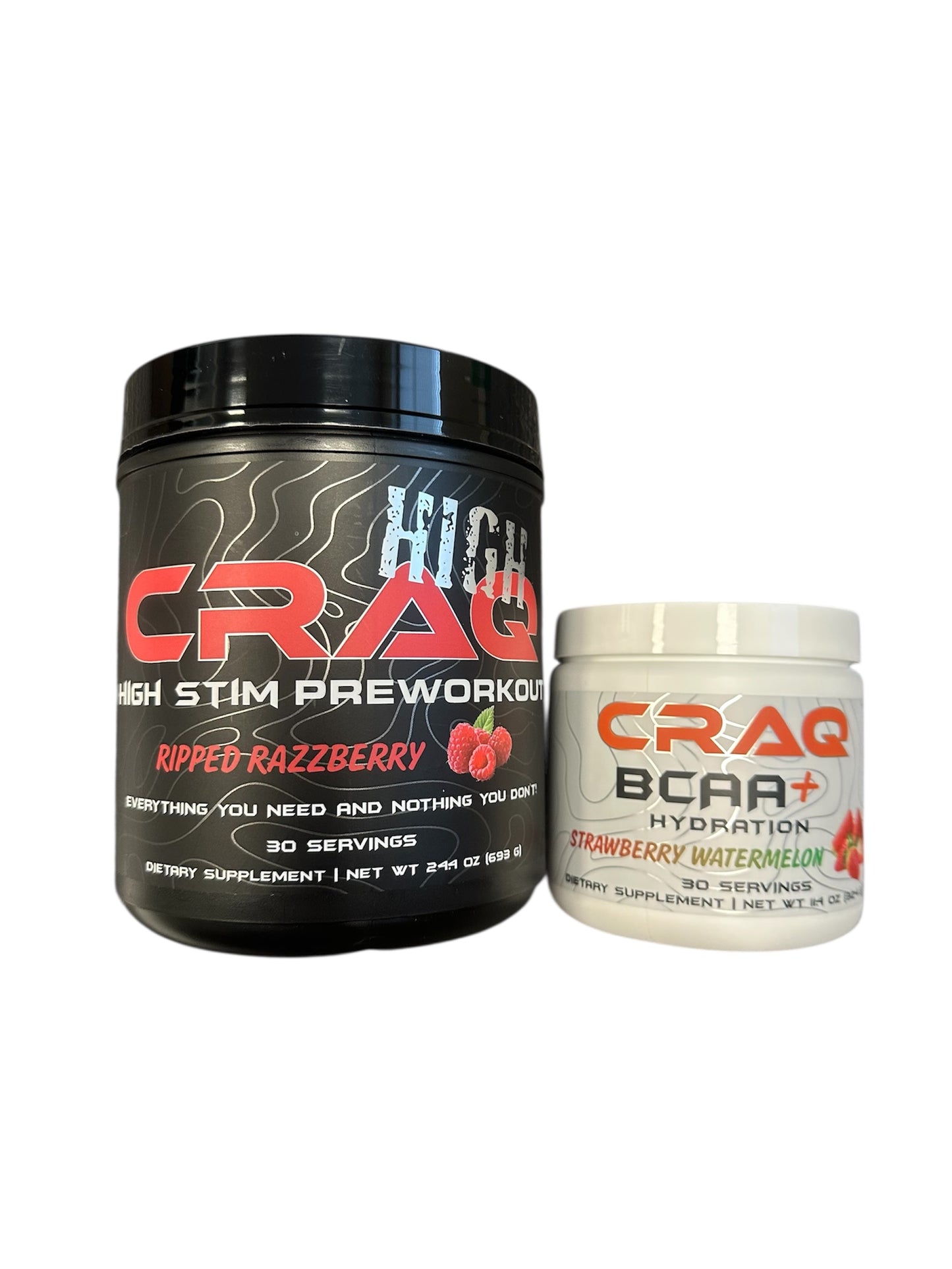 BLOWOUT SALE!!!  CRAQ HIGH Pre-Workout Supplement & CRAQ BCAA+ Hydration Supplement STACK