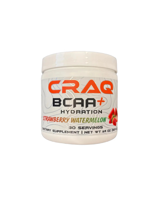 CRAQ BCAA+ Hydration Supplement Strawberry Watermelon in a 30 Serving Tub